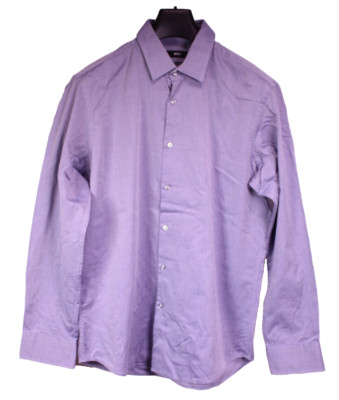 Hugo Boss Herrenhemd Hemd Gr. L (HW 41) blau meliert regular fit Langarm HB48