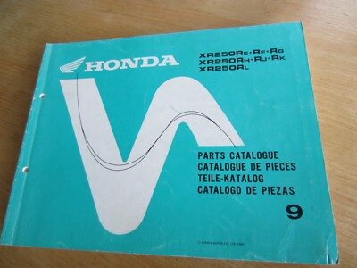 Honda OEM Parts Manual XR250R  e-f-g-h-j-k-l Used in very good condition XR 250