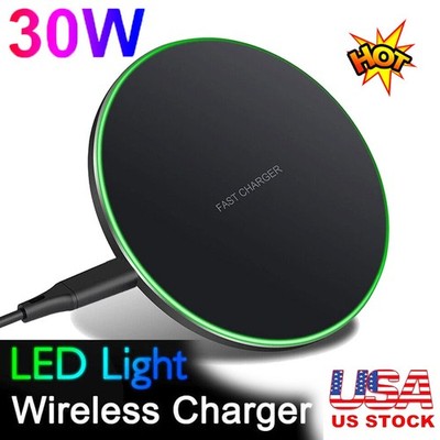30W Induction Fast Wireless Charger Pad For iPhone 17 17e 16 15 14 13 12 Pro Max