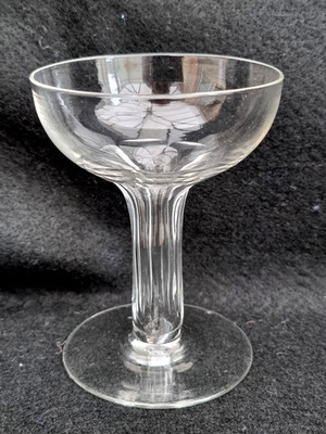 Antike viktorianische Untertasse Kristall hohl gerippt Optik Stiel Champagnerglas Coupe