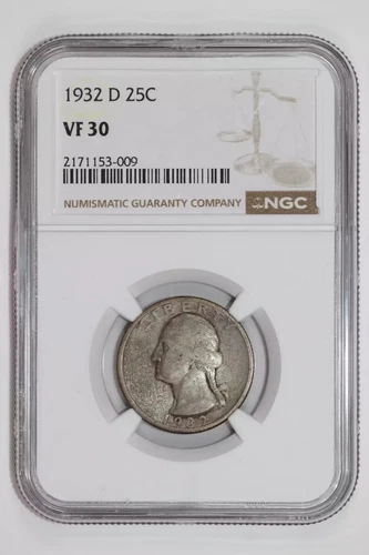1932-D WASHINGTON QUARTER NGC VF30