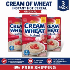 Cream of Wheat Instant Hot Cereal, Original , 12 Packets 12 Oz x3 Boxes