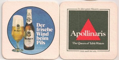 Becker's Pils - alter Bierdeckel ''Apollinaris - The Queen of Table Waters''