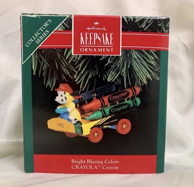 Fireman Dog BRIGHT BLAZING COLORS Crayola Crayon Hallmark Ornament 1992