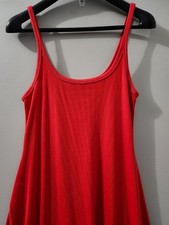 Old Navy Dress Womens L Red Hourglass Tank Cami Maxi Flare Ribbed Stretch New