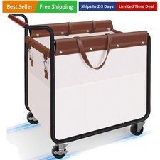 180L Laundry Basket with Wheels, Rolling Laundry Hamper with Wood Handle and ...