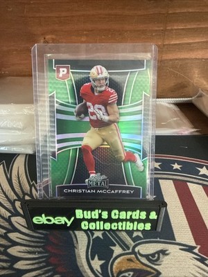 Christian McCaffrey 2025 Leaf Metal Green Holo Foil Pre-Production Proof 1/1