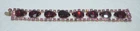Vintage Costume Jewelry Bracelet Silver Tone Metal w  Red Jeweled Design