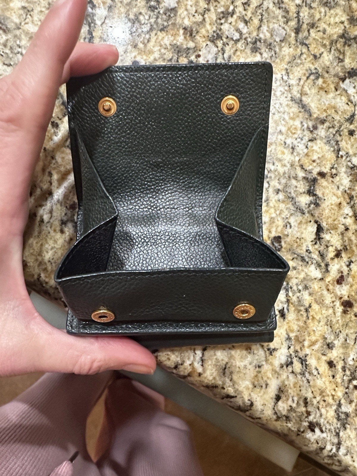 YSL Saint Laurent Dark Green Or Black Compact Wallet with Box - Coin Holder