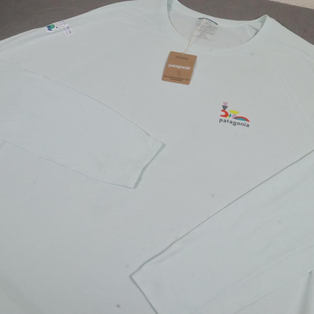 Patagonia Capilene Cool Trail Shirt Mens 2XL Green Long Sleeve Graphic Hiking