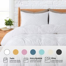 3 Piece Duvet Cover Sets 105gsm Clipped Pattern, King or Queen Sized Duvet Cover