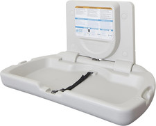 Horizontal Wall-Mounted Changing Station with Slim Back, Baby Changer, White Gra