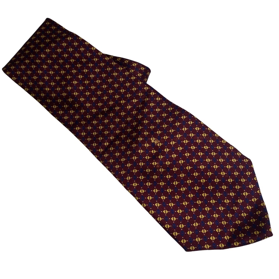 Corbata Tommy Hilfiger Borgoña Dorada Geométrica Seda Para Hombre Moda DEFECTUOSA Foto 2 de 4
