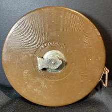 VTG“The Lufkin Rule Co” 100 Ft Leather Bound Tape Measure USA Great Condition
