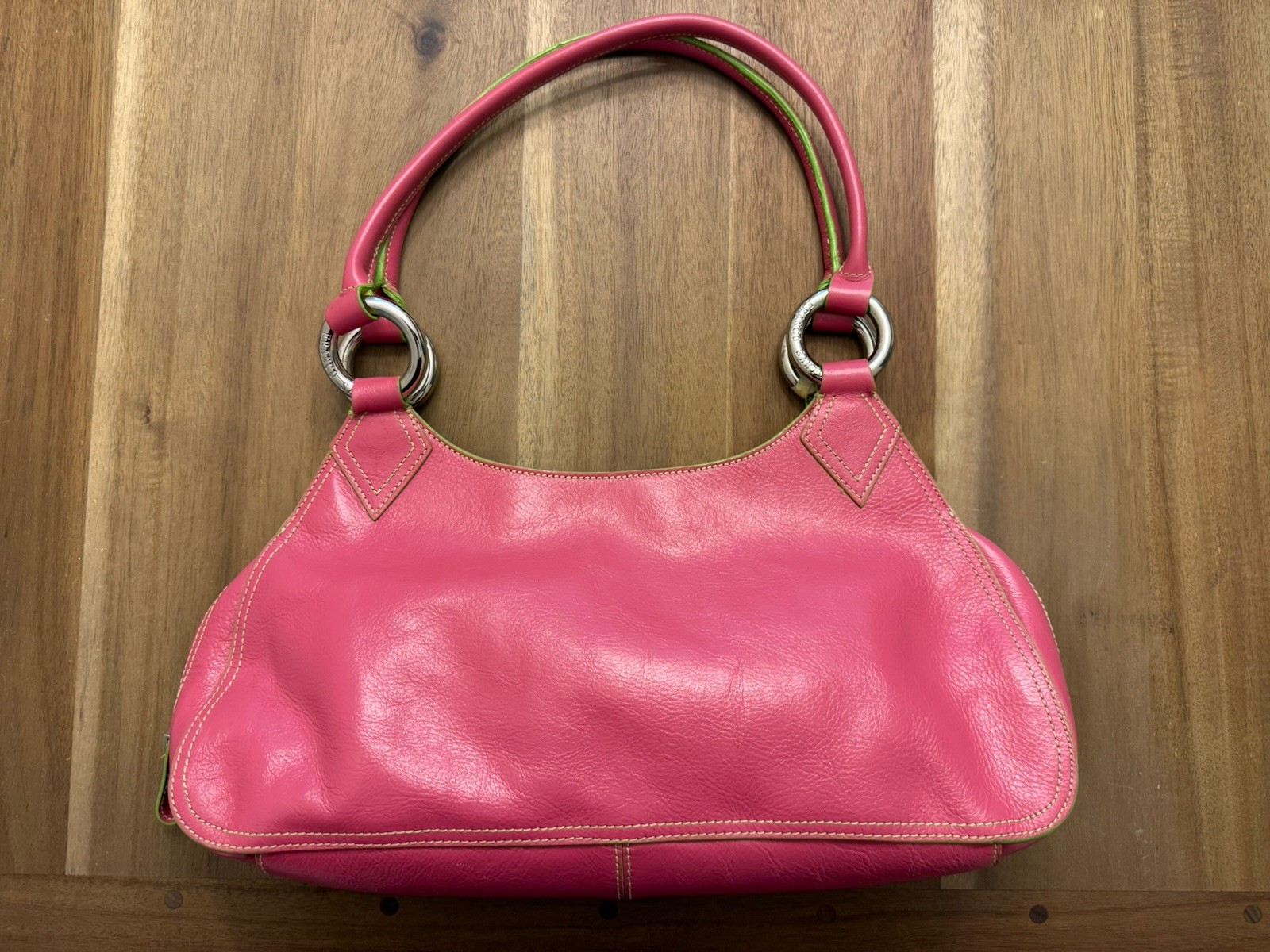 Franco Sarto Women's Leather Pink and Lime Green Trim Should