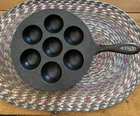 Vintage 9" Griswold #963 Cast Iron Poached Egg Danish Cake Pan• Rare Edge NICE