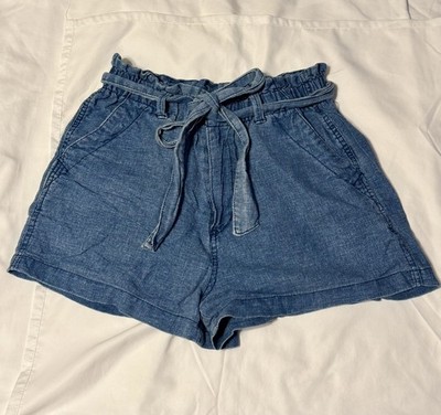 Universal Thread Womens Blue Belt  Elastic Waist Denim Shorts Light Wash Small
