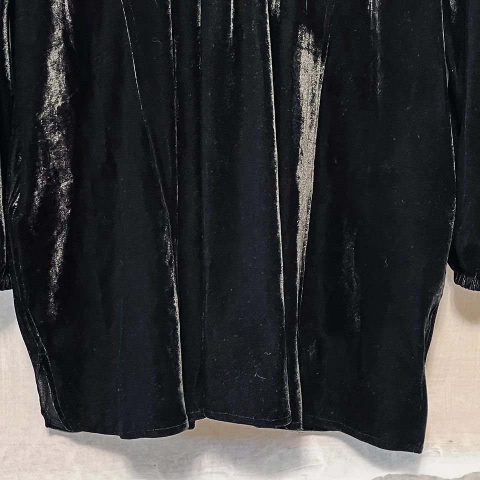 Vestido túnica de terciopelo negro EASEL Los Angeles L Boho Chic de gran tamaño mini lujo gótico Foto 3 de 4