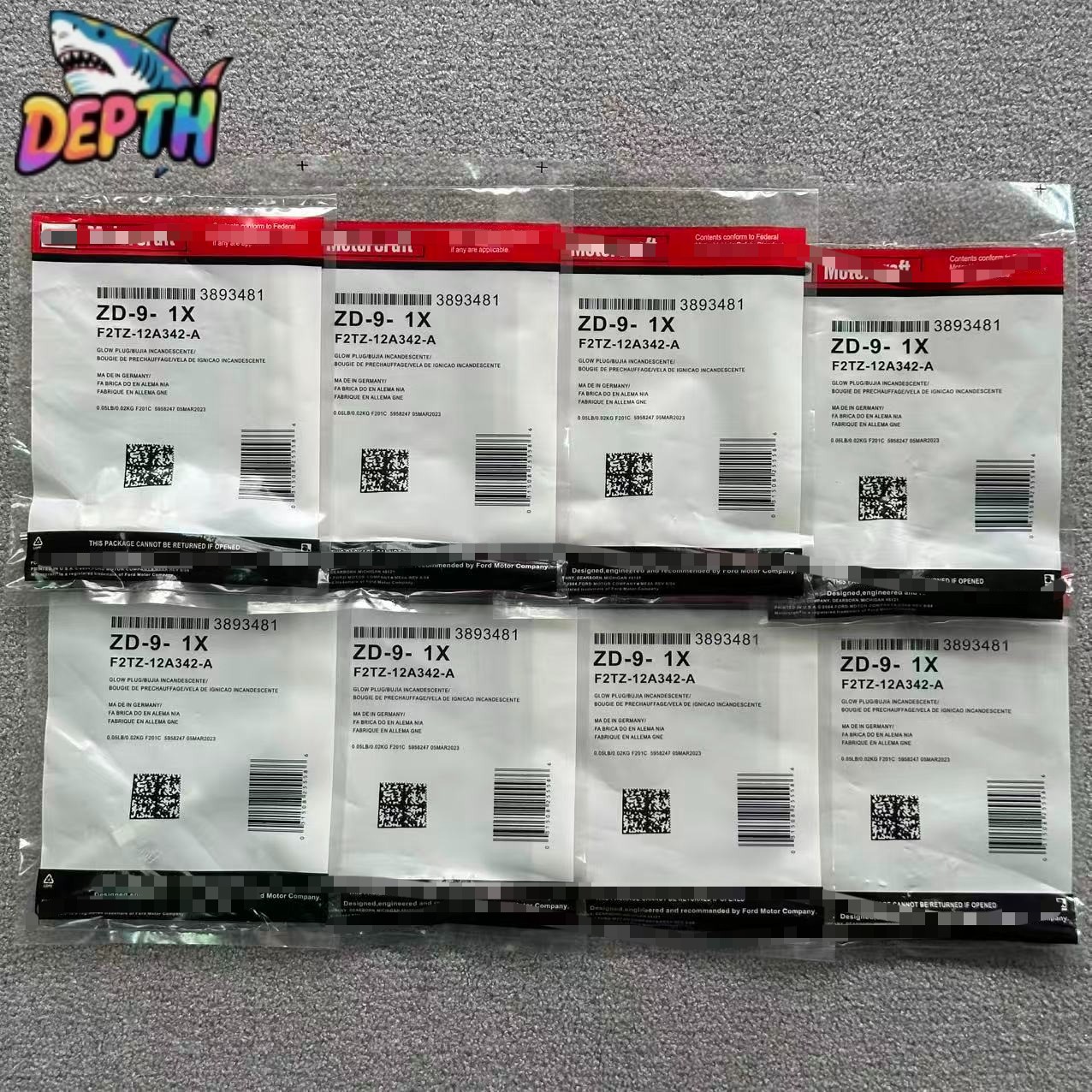 Set of 8 Ford Motorcraft ZD-29 Glow Plugs F2TZ-12A342-A For 1988-1994 7.3L IDI