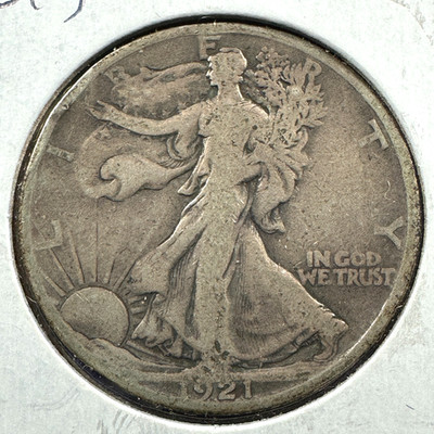 1921-S 50C Walking Liberty Half Dollar, SEMI- KEY DATE! (90644)