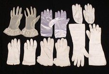 Lot 6 - 6 Pairs Vintage Womens Dress Up Gloves - White  Cream Colors