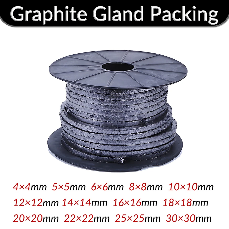 Graphite Gland Packing 4/5/6/8/10/12/14/16 ~30mm (Various Sizes, Sold Per Metre) - Image 3 of 4