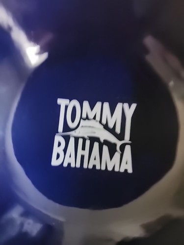 Tommy Bahama Raised Elevated Small Stonewear Pet Bowl Dish Navy Blue New - Picture 9 of 9
