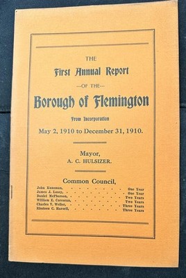 1910-1912 Borough of Flemington NJ Annual Reports 1st 2nd 3rd Local History