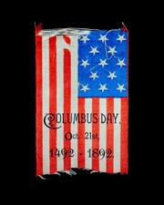 RARE 13 Star Antique Miniature Columbus Day 1492-1892 Silk American Flag Framed