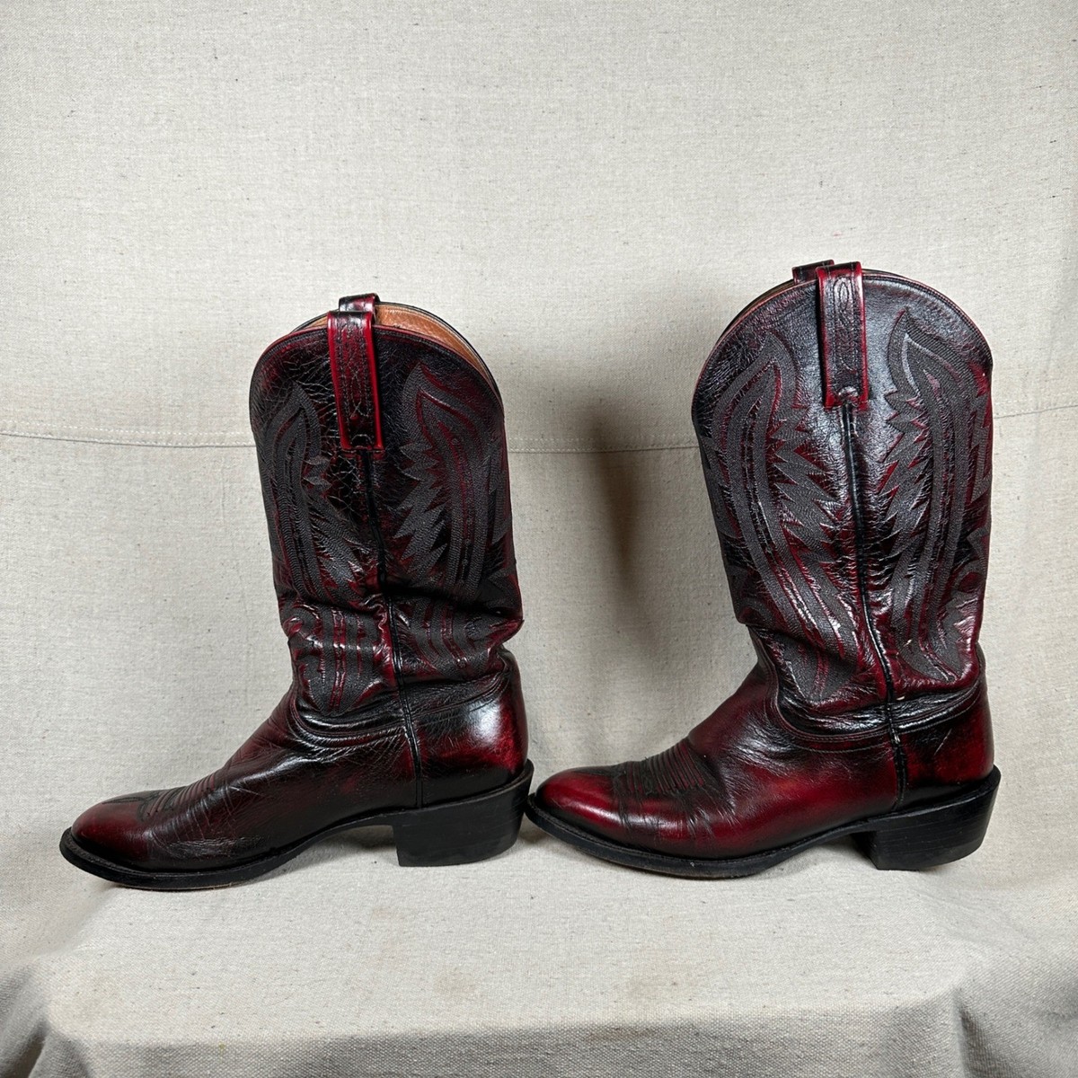 Lucchese 2000 Black Cherry Leather Western Men\'s Boots 9 D, Style T3012R4 Lucchese 2000 Men main image 4