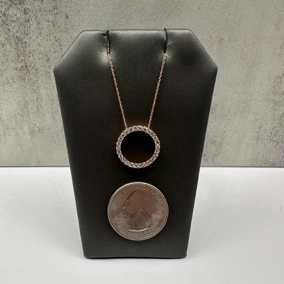 Collar circular de diamantes en oro rosa de 10 kt - 0,50 ctw GH SI, ajustable 18" Foto 4 de 4