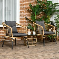 Outsunny Rattan GartenmöBel-Set 3-TLG. Sitzgruppe Mit Kissen FüR Terrasse Balkon