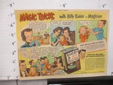 newspaper ad 1953 BAKER'S Cocoa drink mix can magician magic trick number Colgat