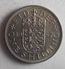 1957 GREAT BRITAIN SHILLING - Excellent Coin - FREE SHIP - Bin #14