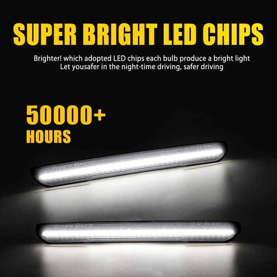 Clear Lens White Side LED Marker Fender Lights for GMC 2020+ Sierra 2500 3500 HD - Image 4 of 4