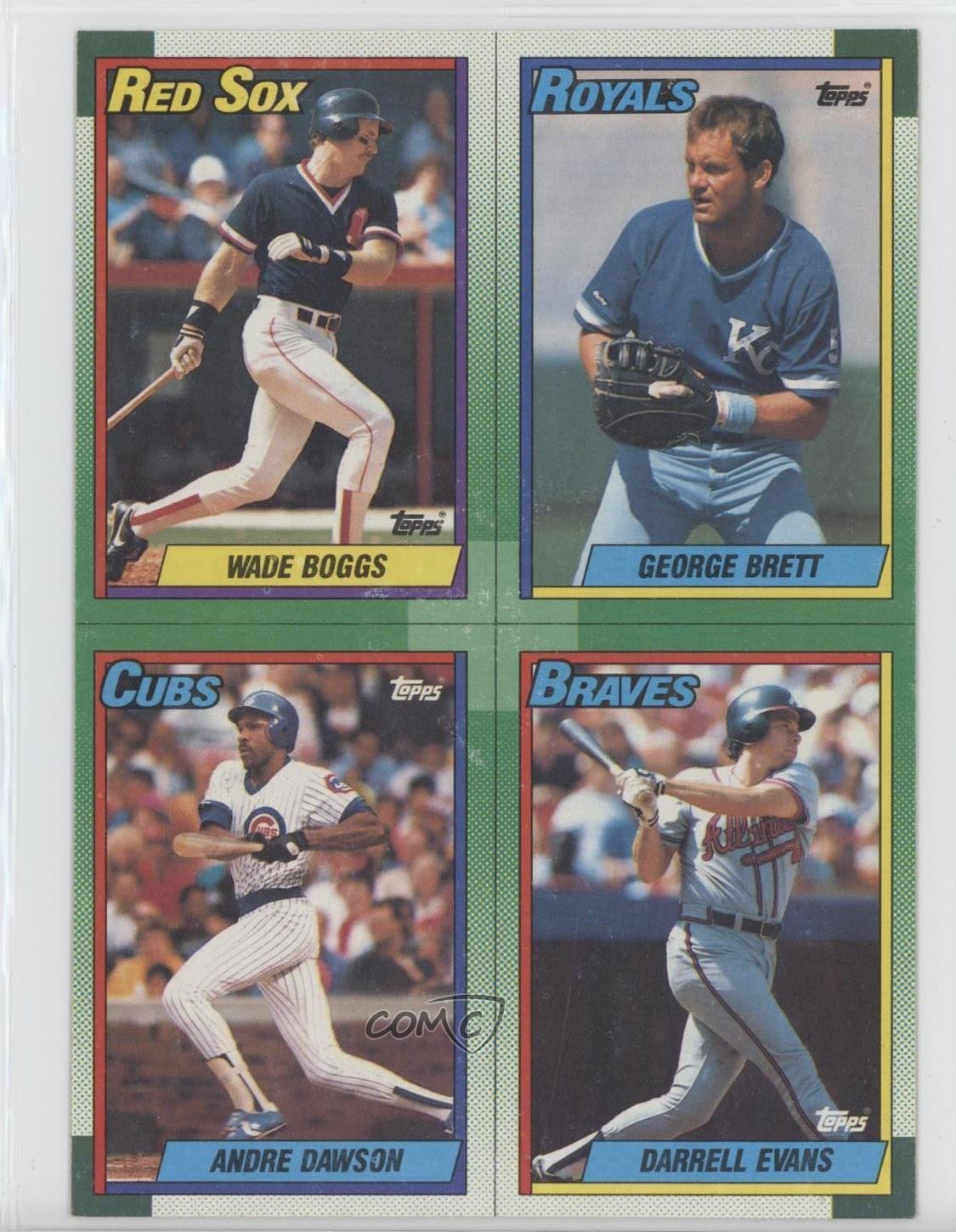 1990 Topps Wax Box Bottom Full Panels Wade Boggs George Brett Andre Dawson 00ab