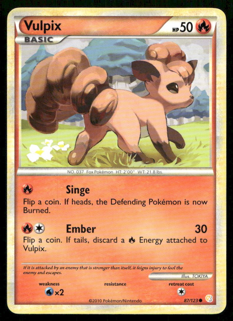 Vulpix 87/123 Common HeartGold & SoulSilver Pokemon Moderately Played