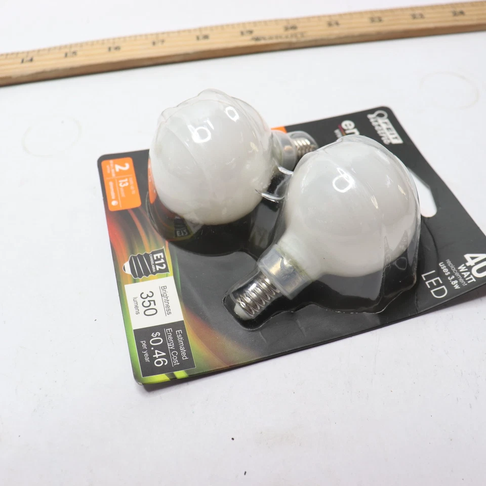 (2-Pk) Feit Electric Candelabra Filament LED Bulb Soft White 2700K G16.5 40W Eqv - Image 3 of 4