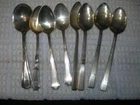 194.3 grams Mixed lot 7 Sterling Silver TeaSpoons 1 Soup spoon 5 3/4"