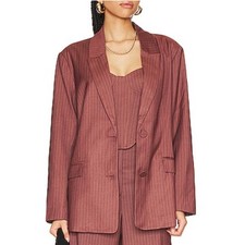 NWT Bardot Burgundy Chestnut Pin Stripe Oversized Blazer 4 / S / M