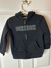 Oshkosh B  gosh Hoodie Full Zip Black Sweater Unisex Toddler Size 2T/2A