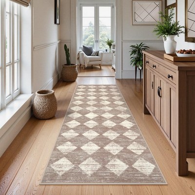 Zelie Moroccan Treills 2x8 Washable Hallway Runner Rug, Non Slip Bathroom Kit...