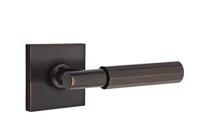 Emtek Select Privacy, Square Rosette, T-Bar Stem, Faceted Handle US10B RH