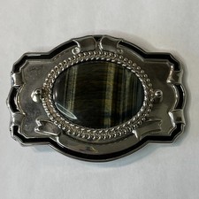 Silvertone Tigers Eye Western Metallic Belt Buckle