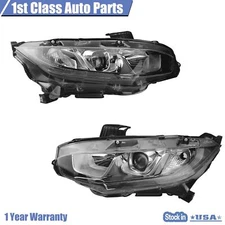 For 2016-21 Honda Civic Set of 2 Left & Right Halogen Headlights Assembly Lamps