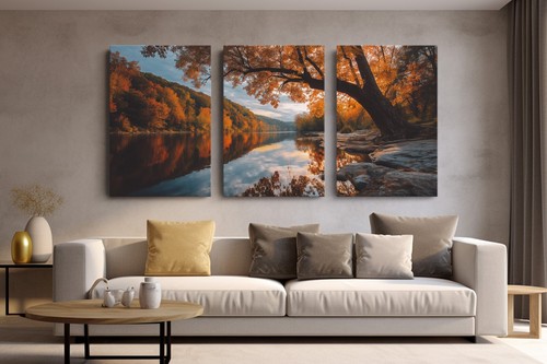 River of Fallen Flame Autumn Canvas Print for Home Decor, Wall Decor Art Poster - Picture 6 of 10