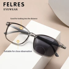 Unisex Anti Blue Light Bifocal Photochromic Reading Glasses Outdoor Sunglasses 