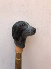 Wooden Walking Stick Cane Dog Head Palm Grip Ergonomic Handle Animal Wood Carved