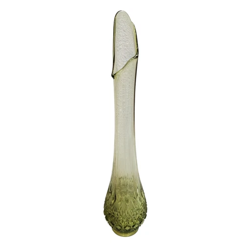 Vintage Fenton OVG Colonial Green Cut Block Swung Glass Vase 15.5" Olde Virginia