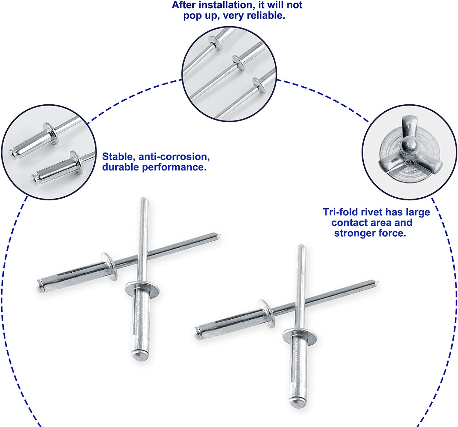 50Pcs 3/16X3/4 Aluminum Tri Grip Pop Rivets, Marine/Boat eBay